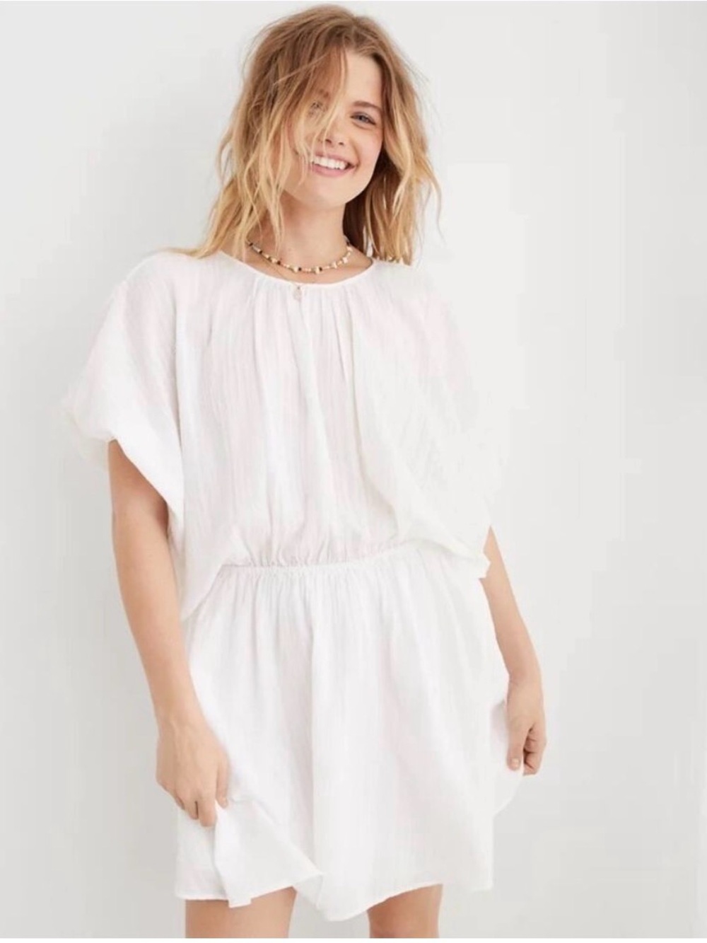 Aerie Golden Hour Women’s White Swim Cover-Up Tunic Dress Large